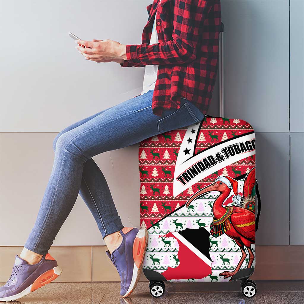 Trinidad and Tobago Christmas Luggage Cover Christmas Bird Santa and Reindeer Design - Wonder Print Shop