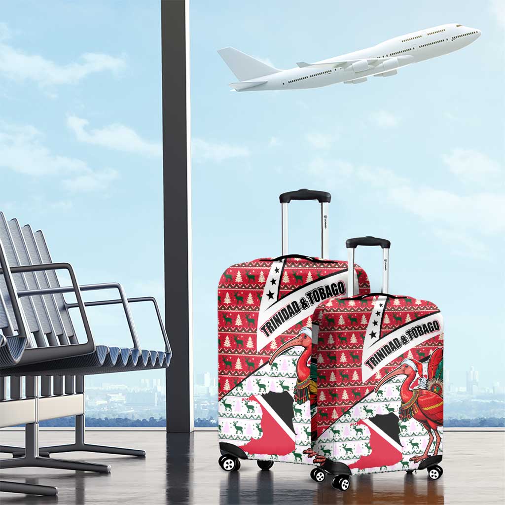 Trinidad and Tobago Christmas Luggage Cover Christmas Bird Santa and Reindeer Design - Wonder Print Shop