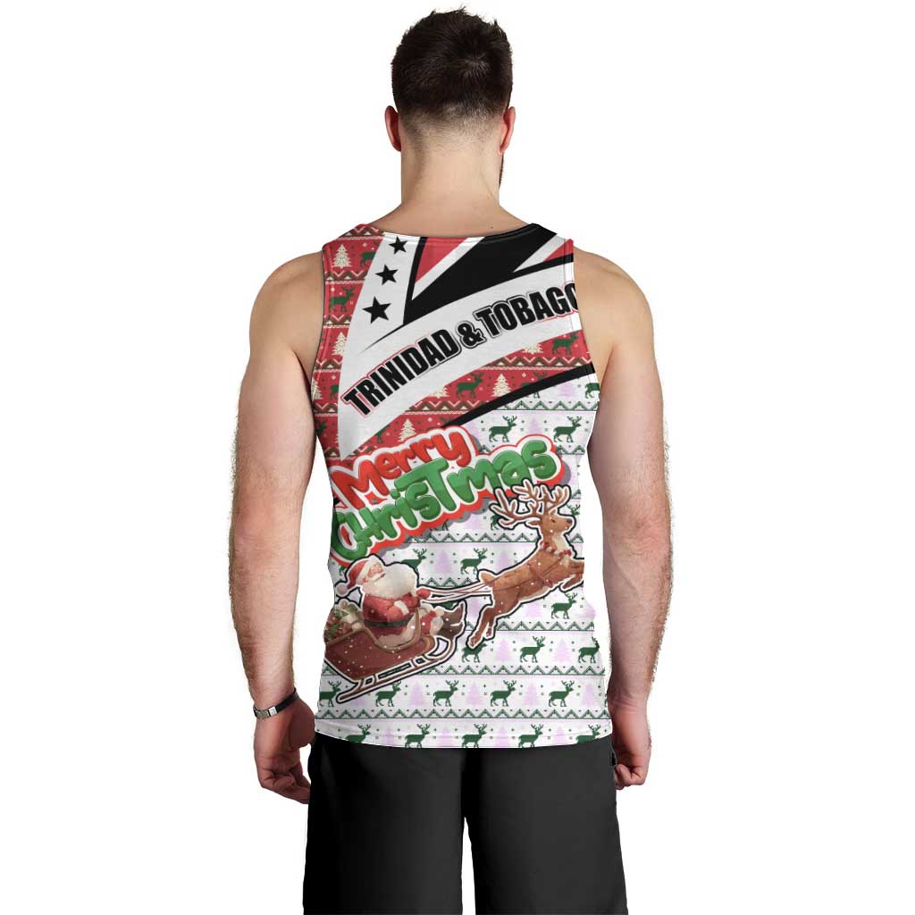 Trinidad and Tobago Christmas Men Tank Top Christmas Bird Santa and Reindeer Design - Wonder Print Shop