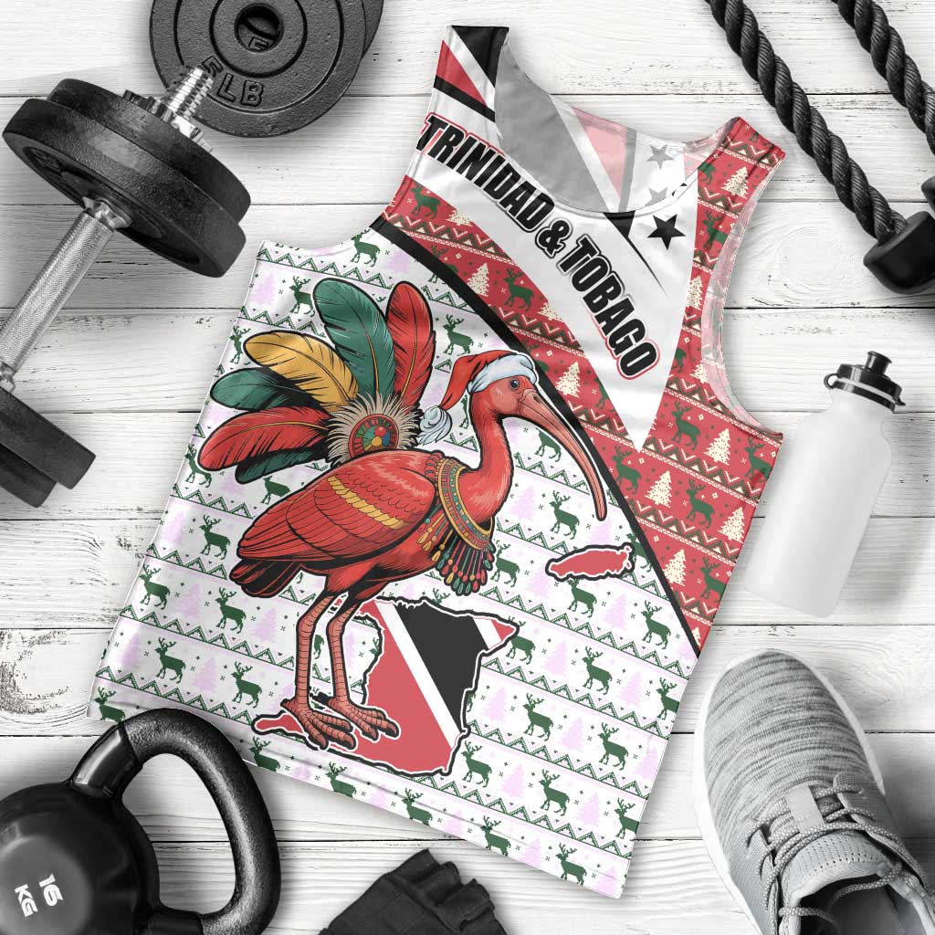 Trinidad and Tobago Christmas Men Tank Top Christmas Bird Santa and Reindeer Design - Wonder Print Shop