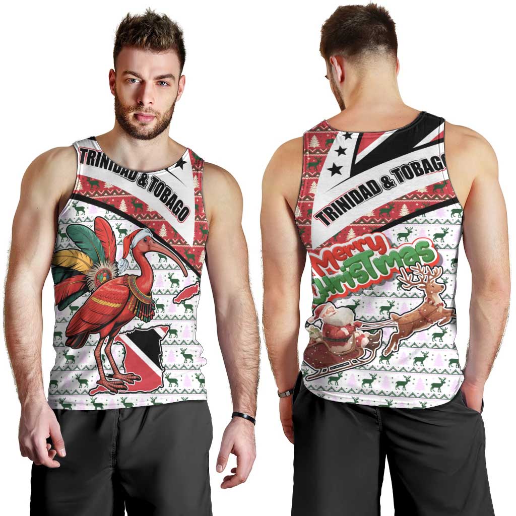 Trinidad and Tobago Christmas Men Tank Top Christmas Bird Santa and Reindeer Design - Wonder Print Shop
