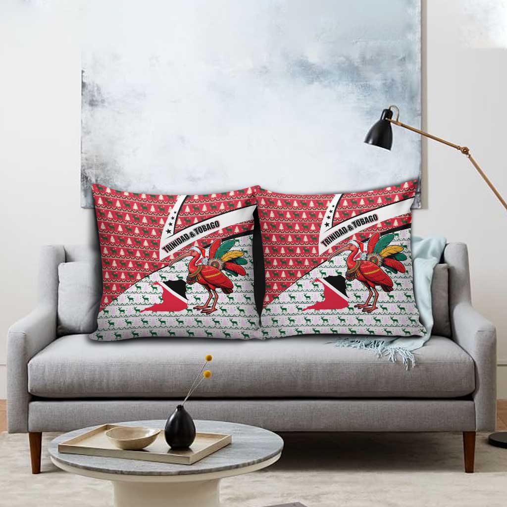 Trinidad and Tobago Christmas Pillow Cover Christmas Bird Santa and Reindeer Design - Wonder Print Shop