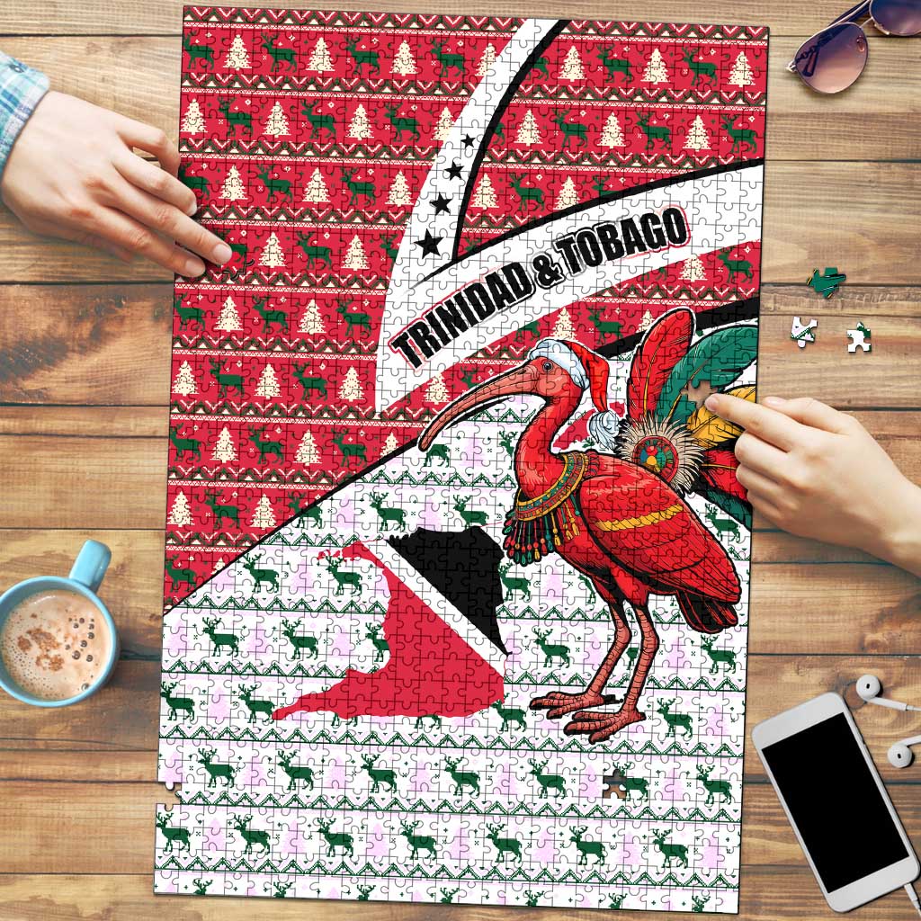 Trinidad and Tobago Christmas Puzzle Christmas Bird Santa and Reindeer Design - Wonder Print Shop