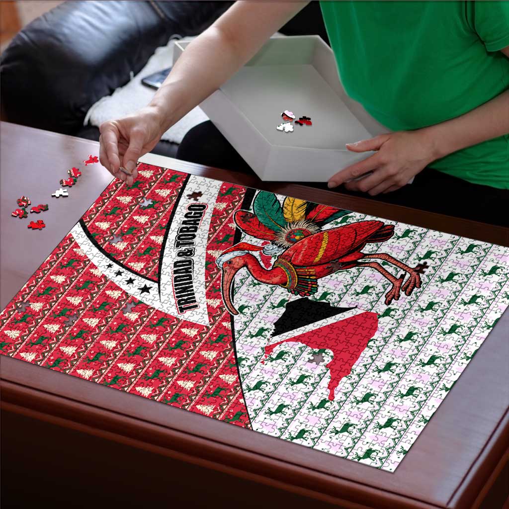 Trinidad and Tobago Christmas Puzzle Christmas Bird Santa and Reindeer Design - Wonder Print Shop