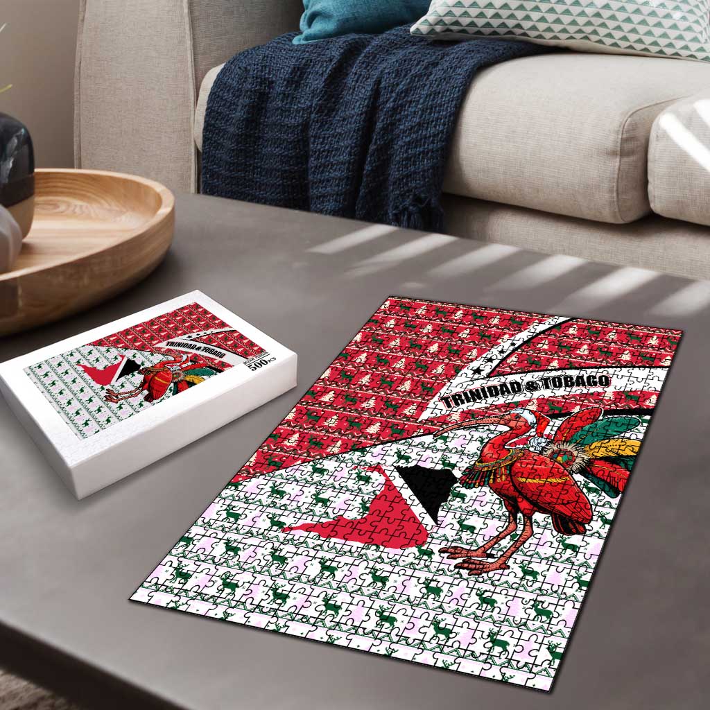 Trinidad and Tobago Christmas Puzzle Christmas Bird Santa and Reindeer Design - Wonder Print Shop