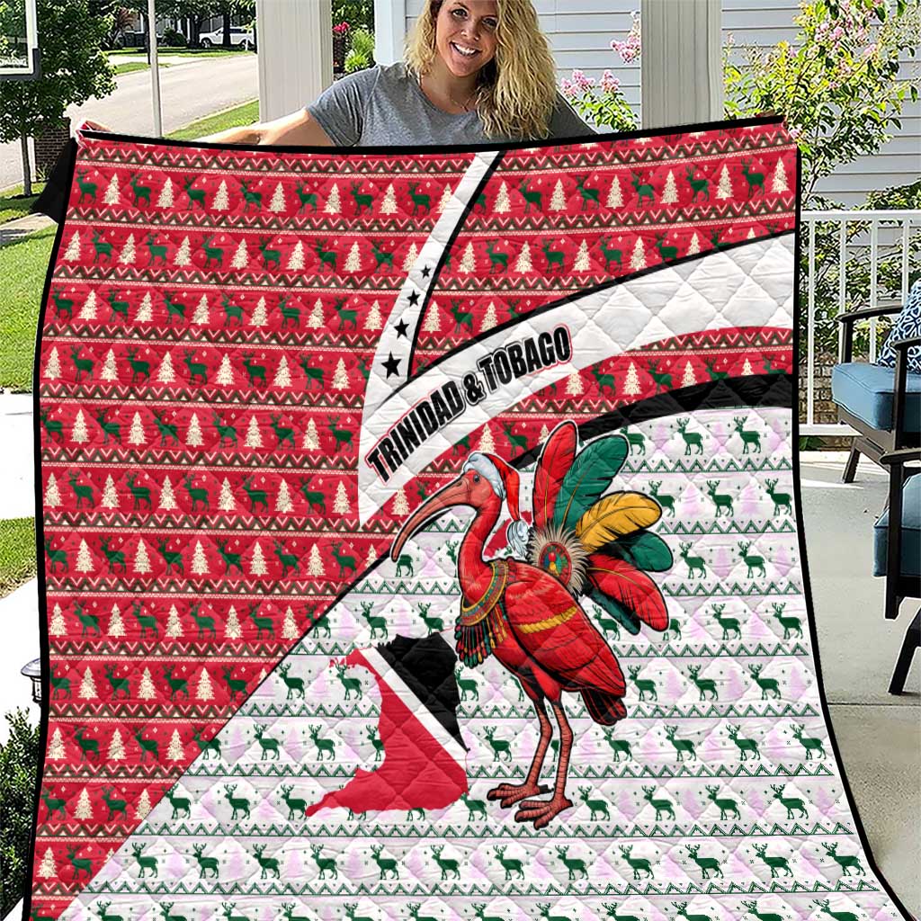 Trinidad and Tobago Christmas Quilt Christmas Bird Santa and Reindeer Design - Wonder Print Shop