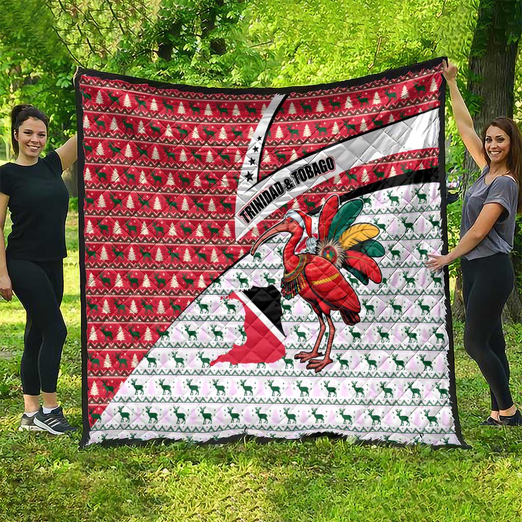 Trinidad and Tobago Christmas Quilt Christmas Bird Santa and Reindeer Design - Wonder Print Shop