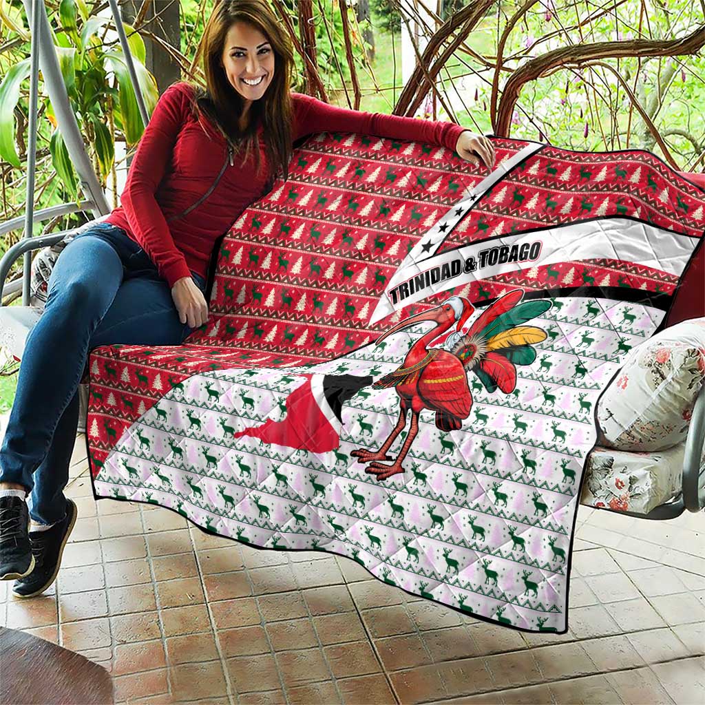 Trinidad and Tobago Christmas Quilt Christmas Bird Santa and Reindeer Design - Wonder Print Shop