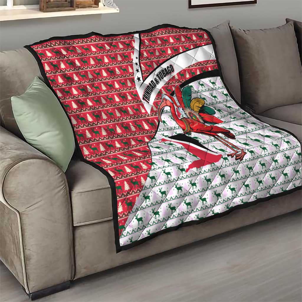 Trinidad and Tobago Christmas Quilt Christmas Bird Santa and Reindeer Design - Wonder Print Shop
