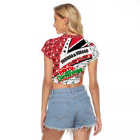 Trinidad and Tobago Christmas Raglan Cropped T Shirt Christmas Bird Santa and Reindeer Design - Wonder Print Shop