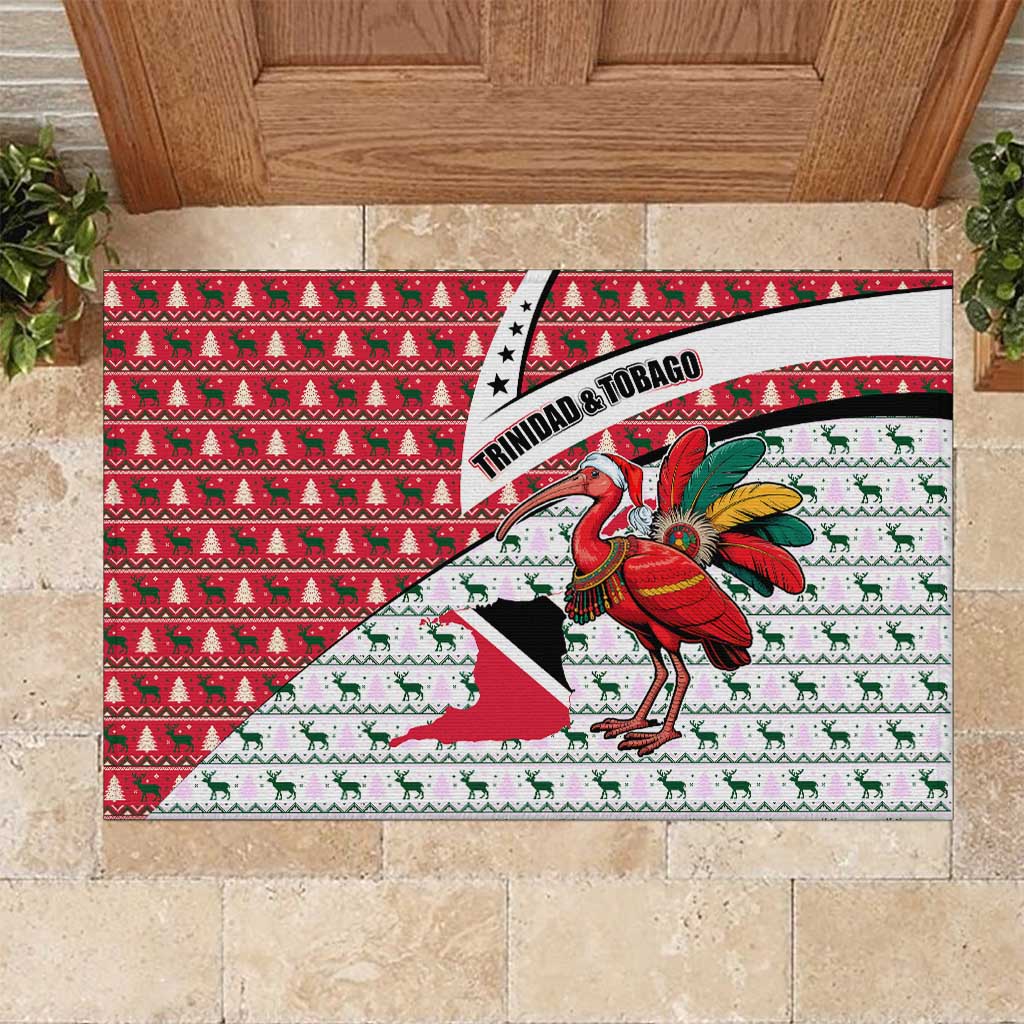 Trinidad and Tobago Christmas Rubber Doormat Christmas Bird Santa and Reindeer Design - Wonder Print Shop