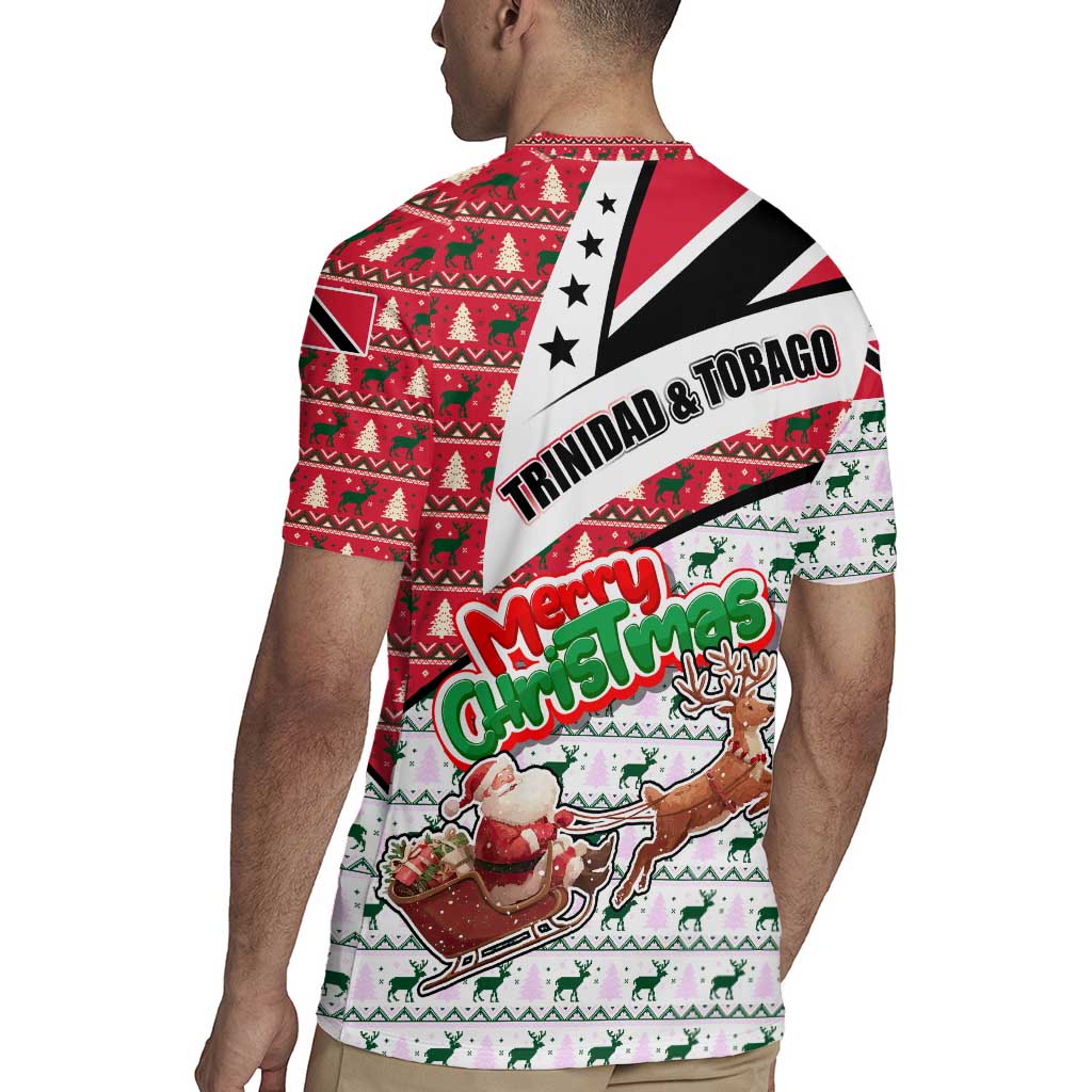 Trinidad and Tobago Christmas Rugby Jersey Christmas Bird Santa and Reindeer Design - Wonder Print Shop