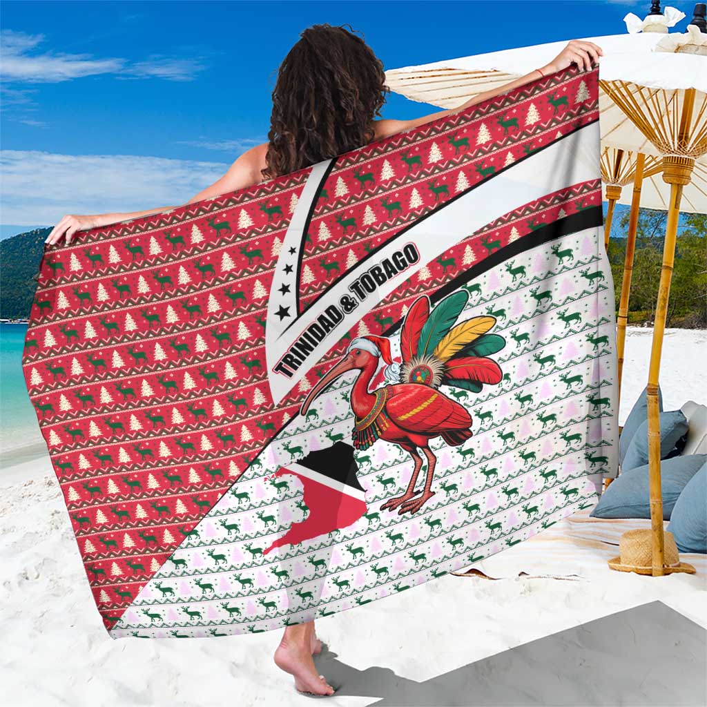 Trinidad and Tobago Christmas Sarong Christmas Bird Santa and Reindeer Design - Wonder Print Shop