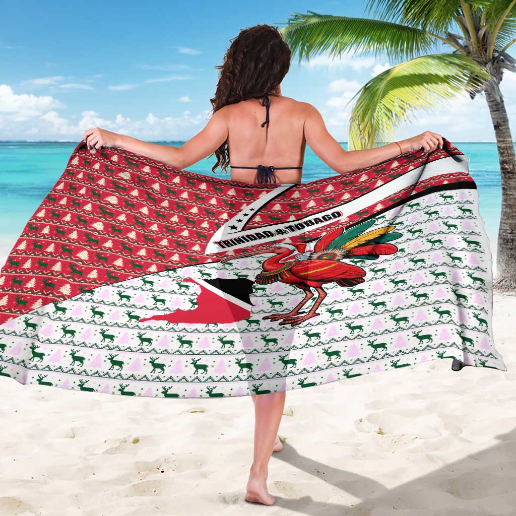 Trinidad and Tobago Christmas Sarong Christmas Bird Santa and Reindeer Design - Wonder Print Shop