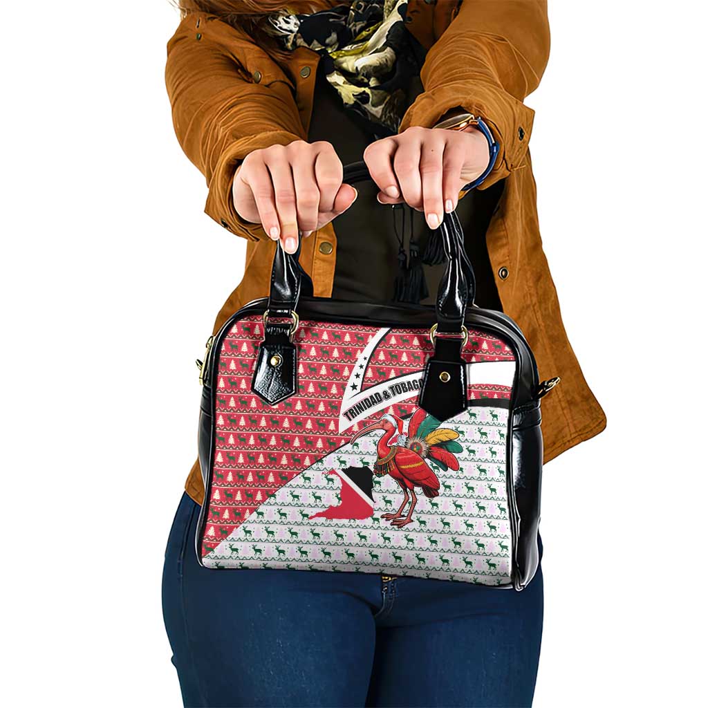 Trinidad and Tobago Christmas Shoulder Handbag Christmas Bird Santa and Reindeer Design - Wonder Print Shop