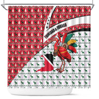 Trinidad and Tobago Christmas Shower Curtain Christmas Bird Santa and Reindeer Design - Wonder Print Shop