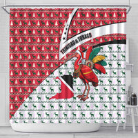 Trinidad and Tobago Christmas Shower Curtain Christmas Bird Santa and Reindeer Design - Wonder Print Shop