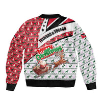 Trinidad and Tobago Christmas Sleeve Zip Bomber Jacket Christmas Bird Santa and Reindeer Design - Wonder Print Shop