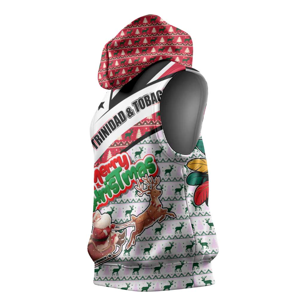 Trinidad and Tobago Christmas Sleeveless Hoodie Christmas Bird Santa and Reindeer Design - Wonder Print Shop