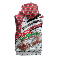 Trinidad and Tobago Christmas Sleeveless Zip Hoodie Christmas Bird Santa and Reindeer Design - Wonder Print Shop