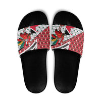 Trinidad and Tobago Christmas Slide Sandals Christmas Bird Santa and Reindeer Design - Wonder Print Shop