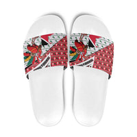 Trinidad and Tobago Christmas Slide Sandals Christmas Bird Santa and Reindeer Design - Wonder Print Shop