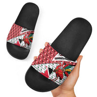 Trinidad and Tobago Christmas Slide Sandals Christmas Bird Santa and Reindeer Design - Wonder Print Shop