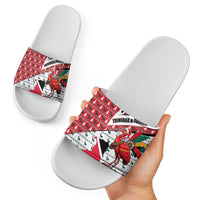 Trinidad and Tobago Christmas Slide Sandals Christmas Bird Santa and Reindeer Design - Wonder Print Shop
