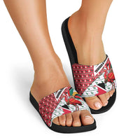 Trinidad and Tobago Christmas Slide Sandals Christmas Bird Santa and Reindeer Design - Wonder Print Shop