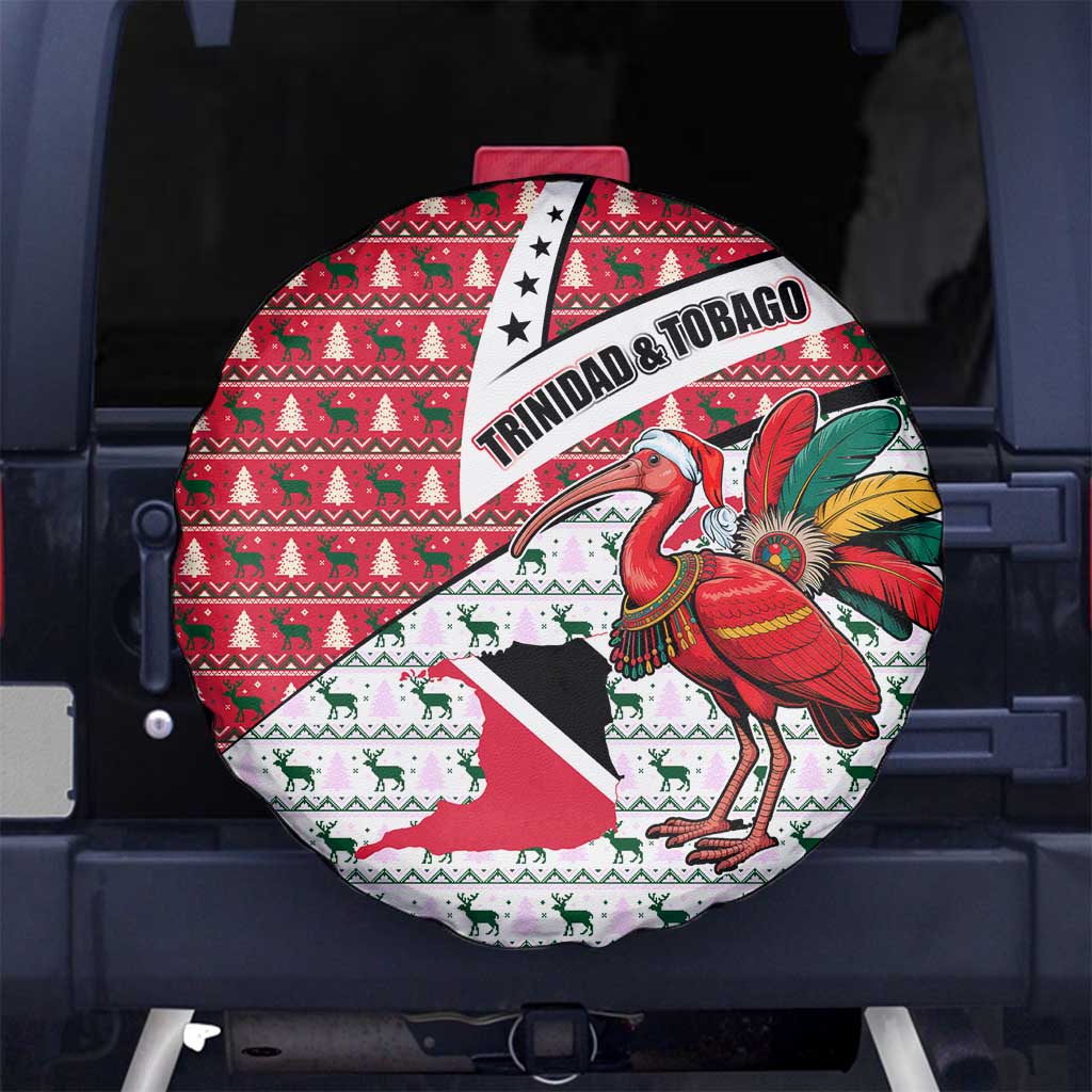 Trinidad and Tobago Christmas Spare Tire Cover Christmas Bird Santa and Reindeer Design - Wonder Print Shop