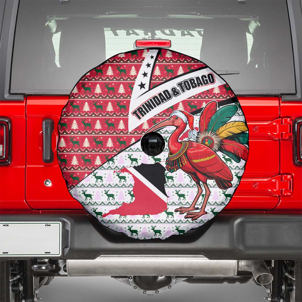 Trinidad and Tobago Christmas Spare Tire Cover Christmas Bird Santa and Reindeer Design - Wonder Print Shop