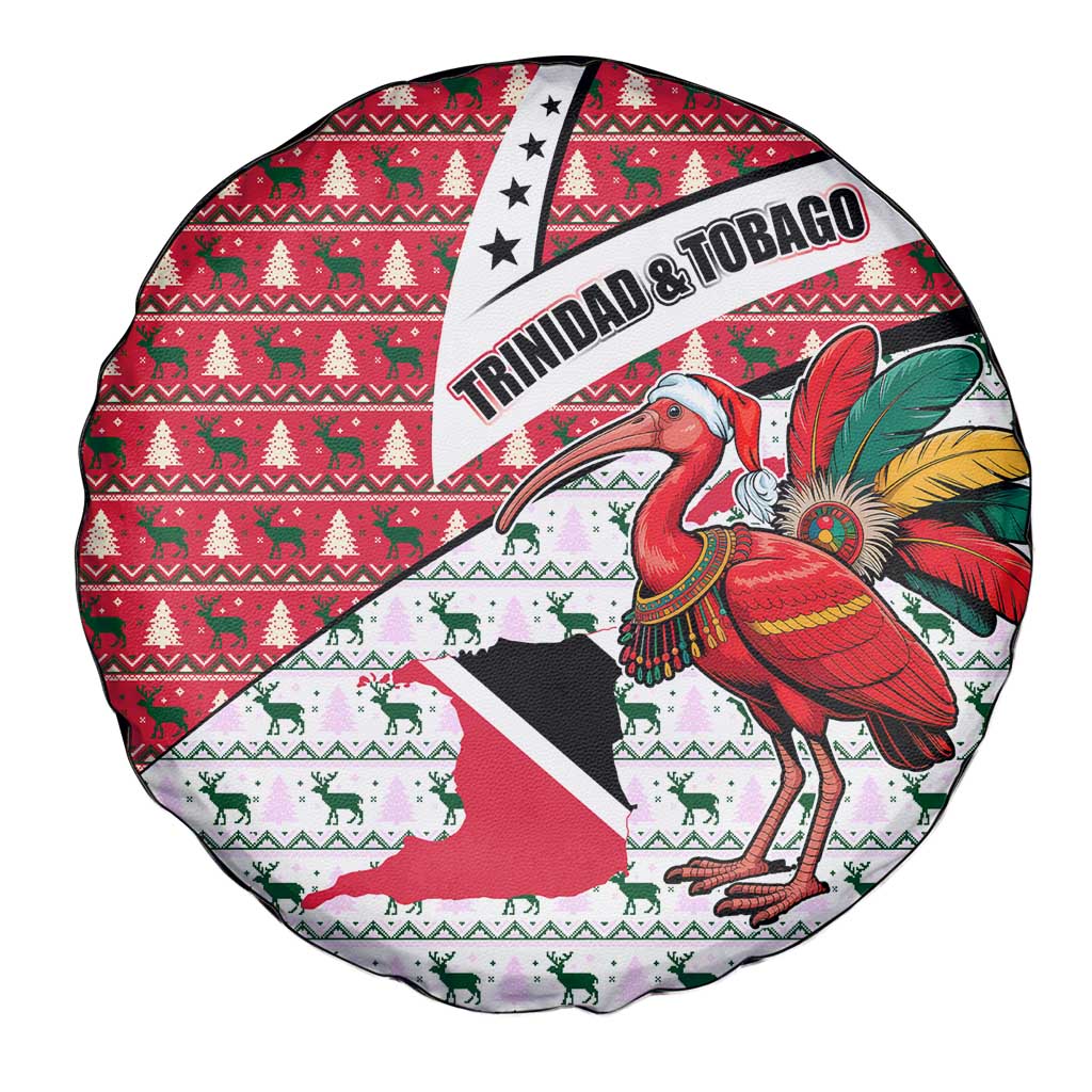 Trinidad and Tobago Christmas Spare Tire Cover Christmas Bird Santa and Reindeer Design - Wonder Print Shop