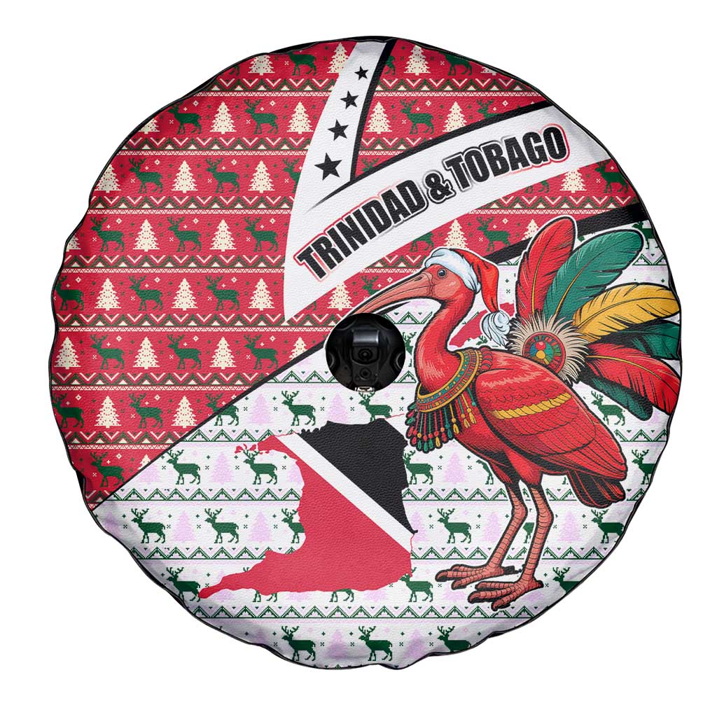 Trinidad and Tobago Christmas Spare Tire Cover Christmas Bird Santa and Reindeer Design - Wonder Print Shop