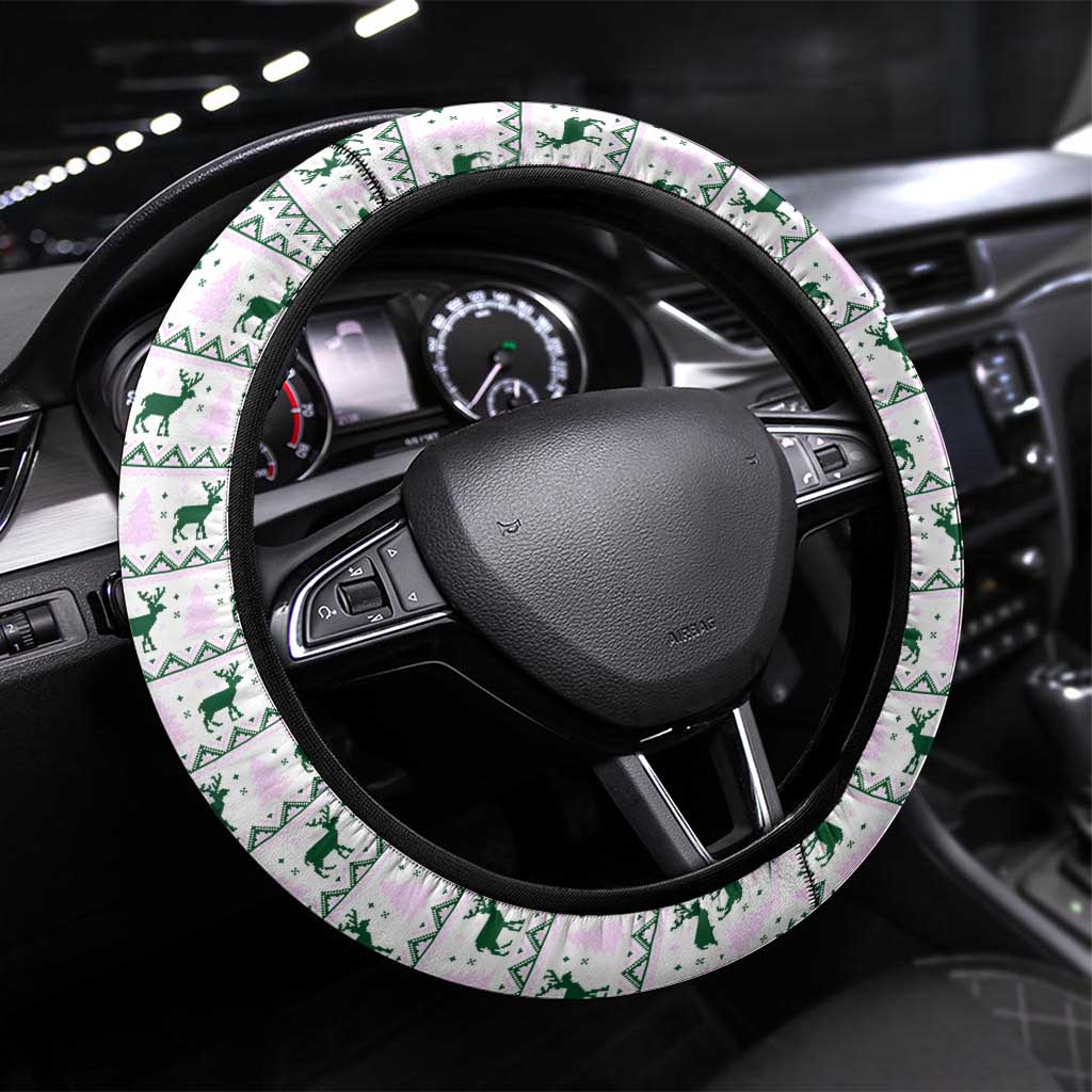 Trinidad and Tobago Christmas Steering Wheel Cover Christmas Bird Santa and Reindeer Design - Wonder Print Shop