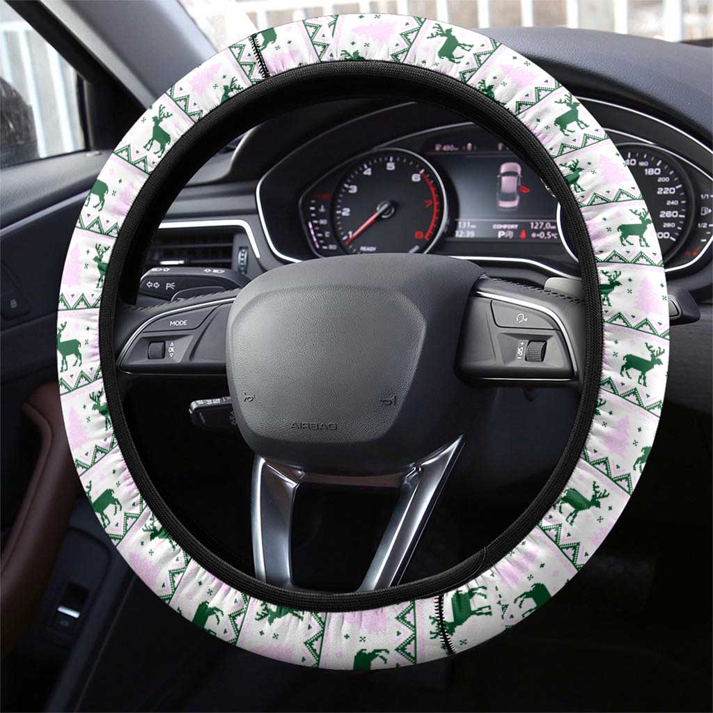 Trinidad and Tobago Christmas Steering Wheel Cover Christmas Bird Santa and Reindeer Design - Wonder Print Shop