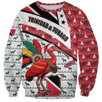 Trinidad and Tobago Christmas Sweatshirt Christmas Bird Santa and Reindeer Design - Wonder Print Shop