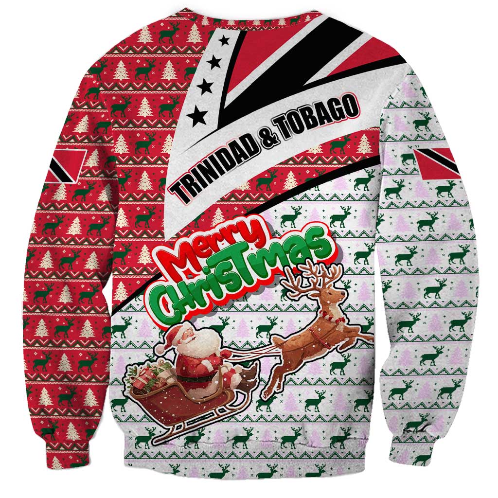 Trinidad and Tobago Christmas Sweatshirt Christmas Bird Santa and Reindeer Design - Wonder Print Shop