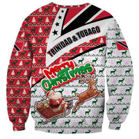 Trinidad and Tobago Christmas Sweatshirt Christmas Bird Santa and Reindeer Design - Wonder Print Shop