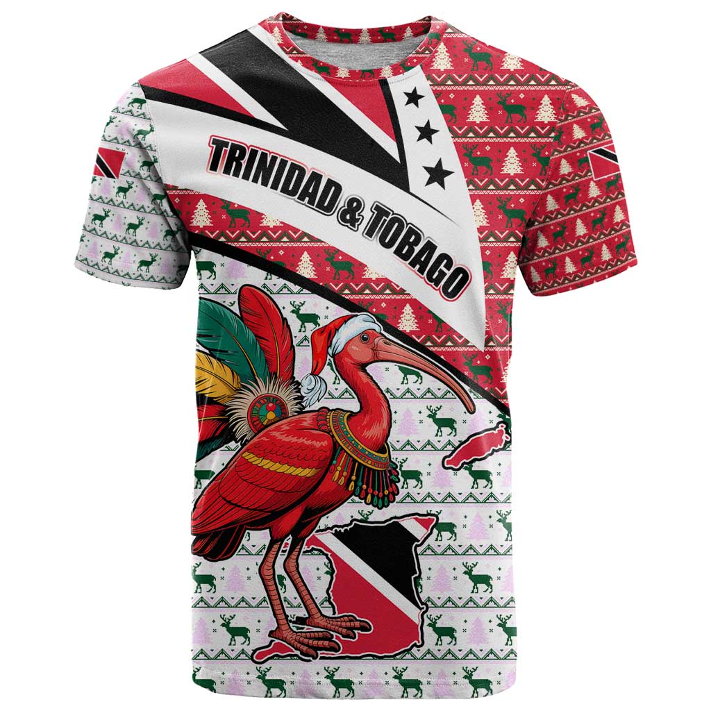 Trinidad and Tobago Christmas T Shirt Christmas Bird Santa and Reindeer Design - Wonder Print Shop