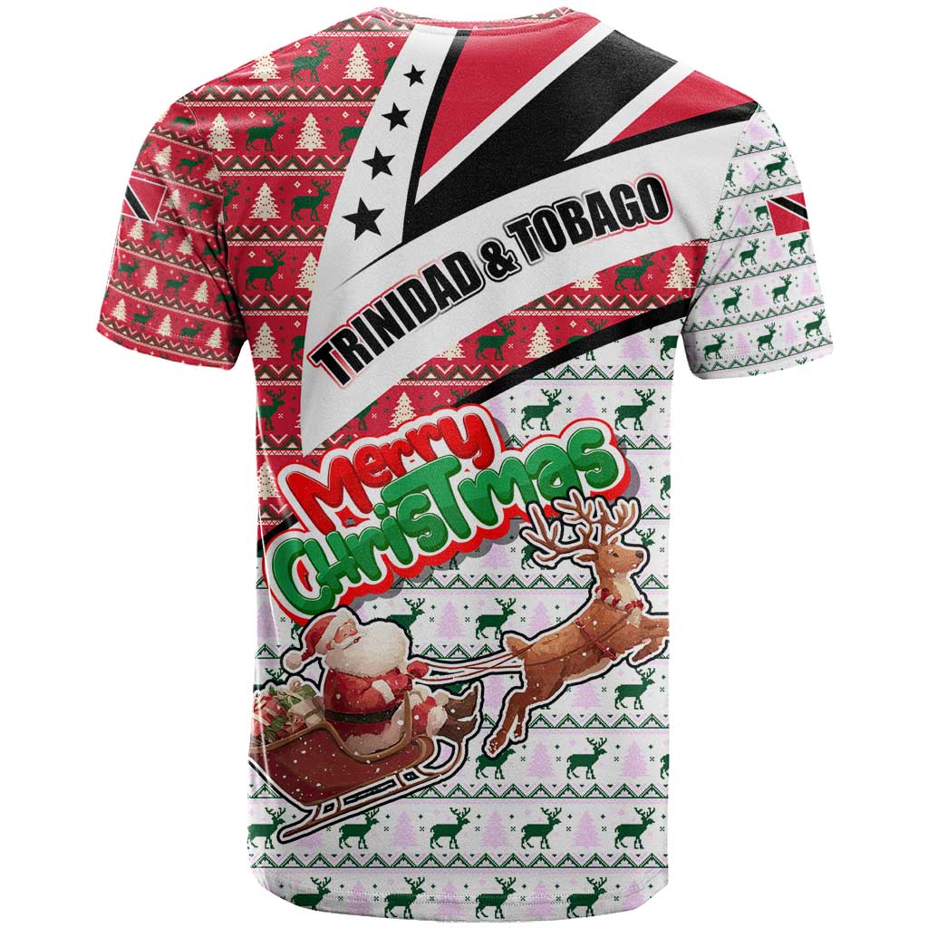 Trinidad and Tobago Christmas T Shirt Christmas Bird Santa and Reindeer Design - Wonder Print Shop