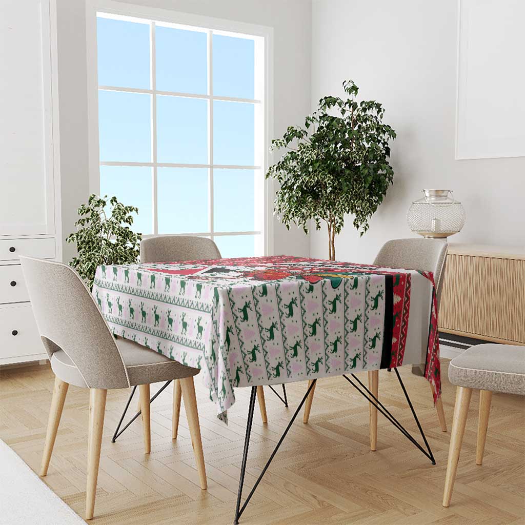 Trinidad and Tobago Christmas Tablecloth Christmas Bird Santa and Reindeer Design - Wonder Print Shop