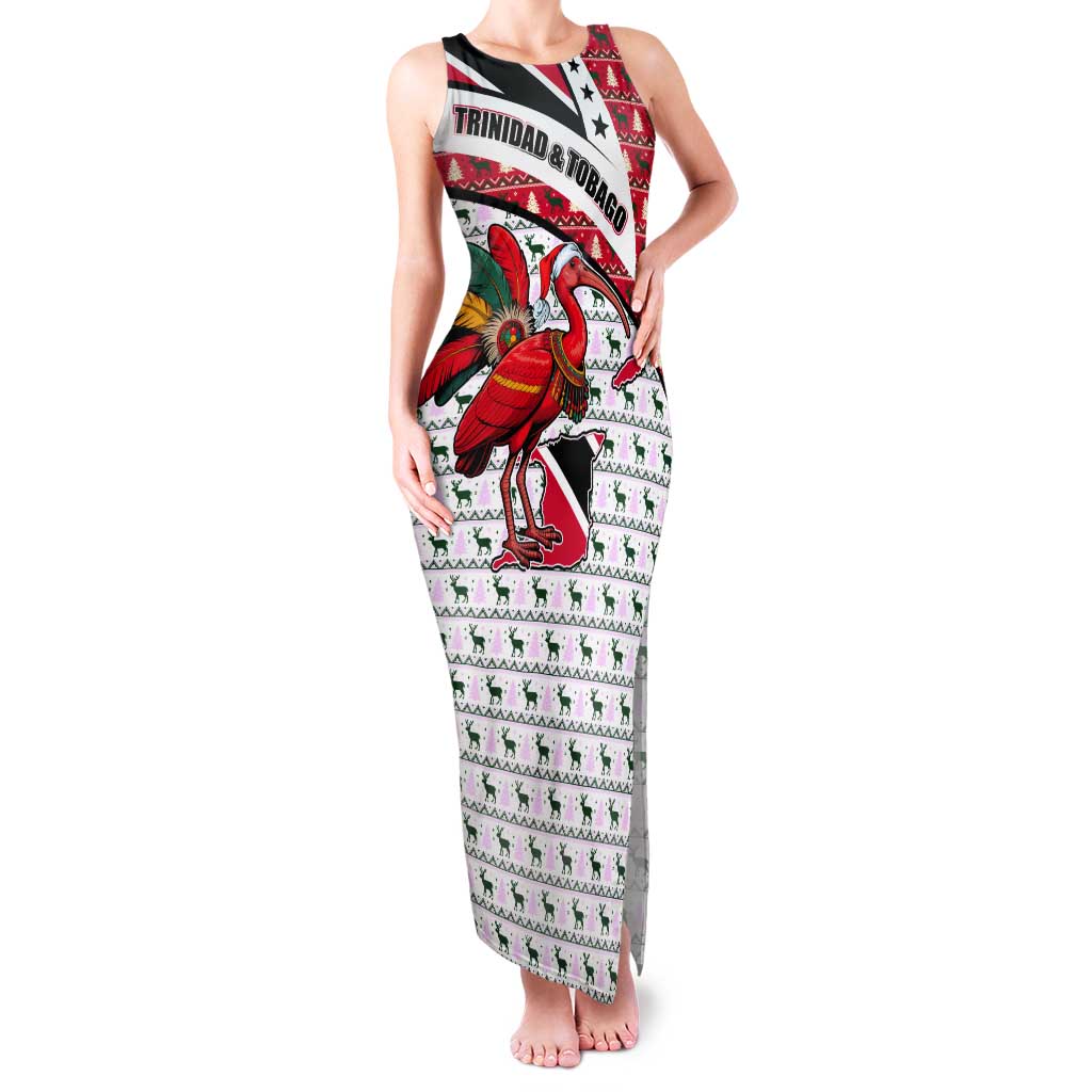 Trinidad and Tobago Christmas Tank Maxi Dress Christmas Bird Santa and Reindeer Design - Wonder Print Shop