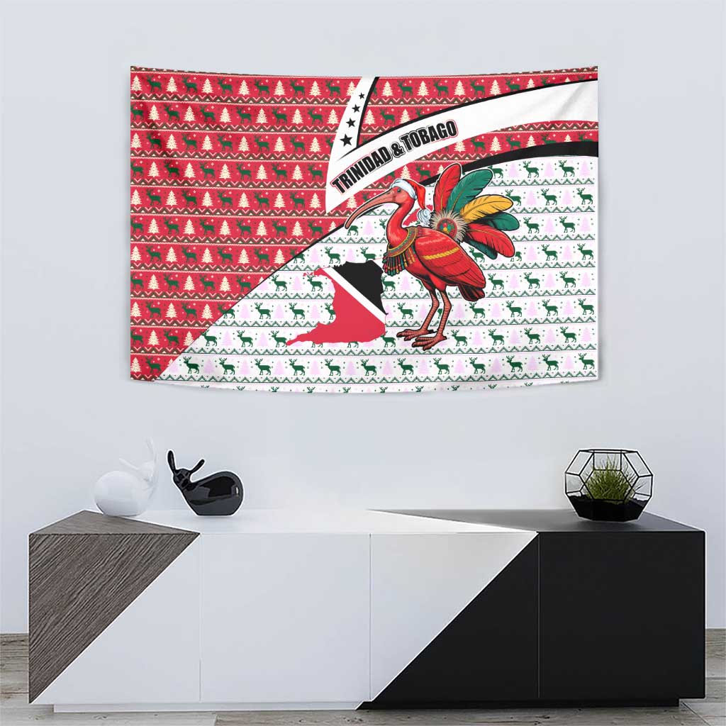 Trinidad and Tobago Christmas Tapestry Christmas Bird Santa and Reindeer Design - Wonder Print Shop