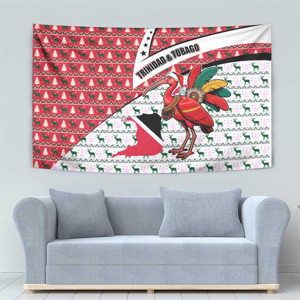Trinidad and Tobago Christmas Tapestry Christmas Bird Santa and Reindeer Design - Wonder Print Shop