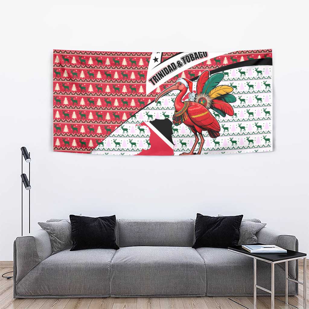 Trinidad and Tobago Christmas Tapestry Christmas Bird Santa and Reindeer Design - Wonder Print Shop
