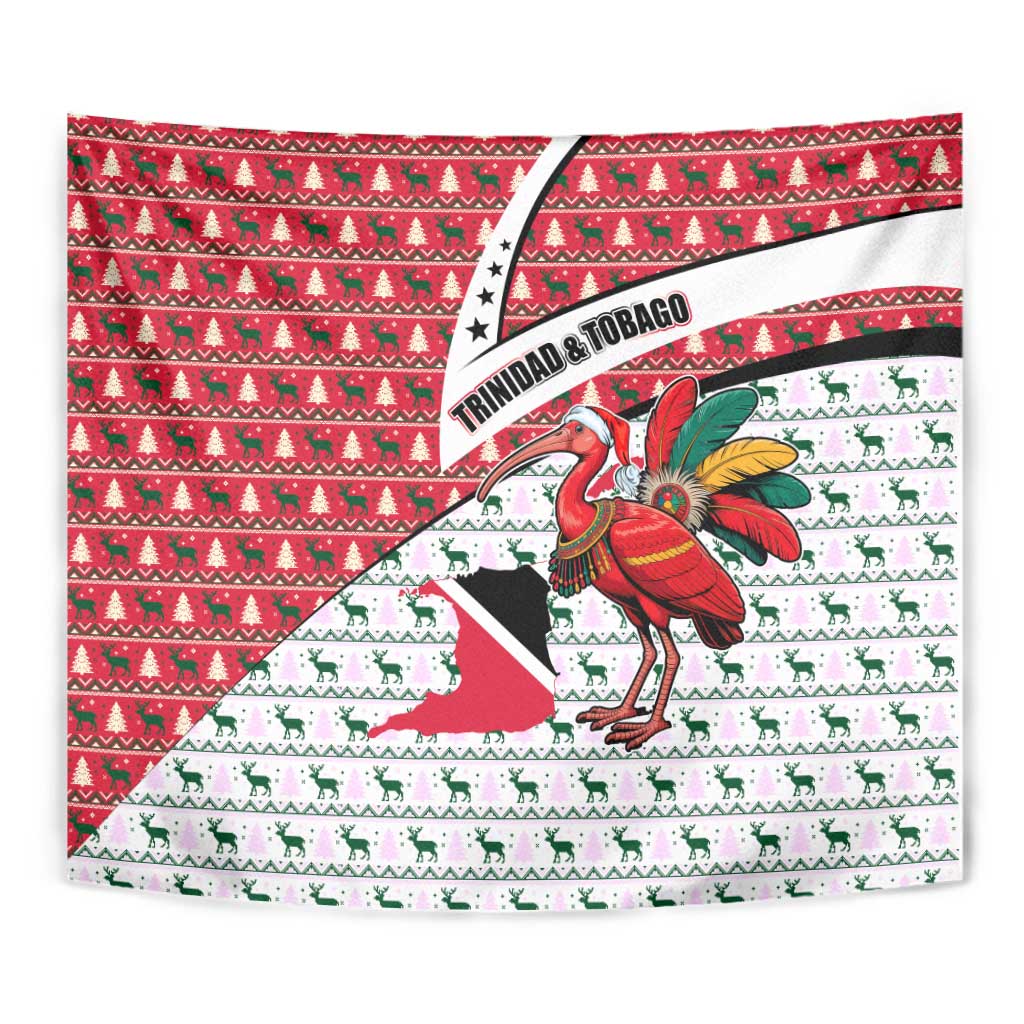 Trinidad and Tobago Christmas Tapestry Christmas Bird Santa and Reindeer Design - Wonder Print Shop