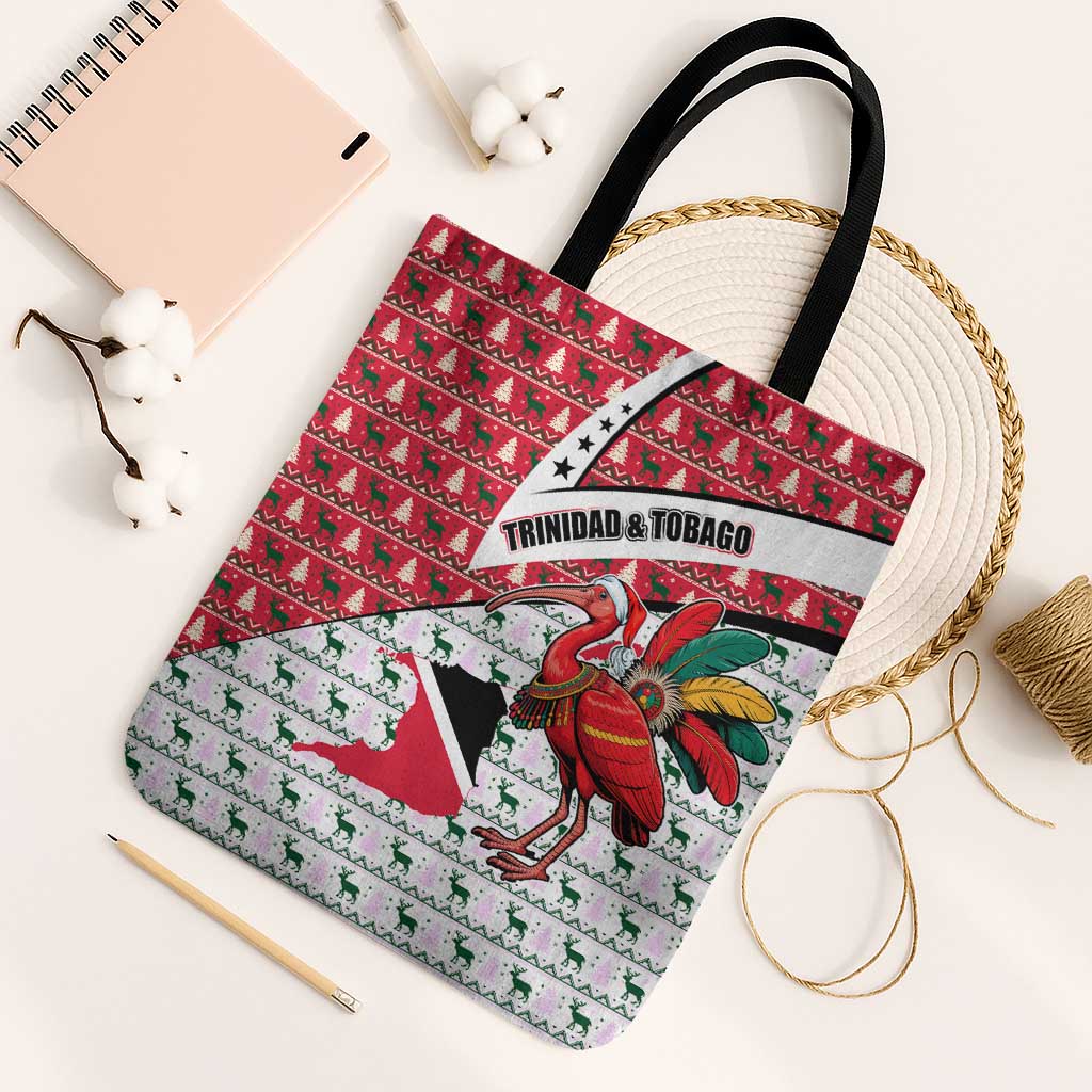 Trinidad and Tobago Christmas Tote Bag Christmas Bird Santa and Reindeer Design - Wonder Print Shop