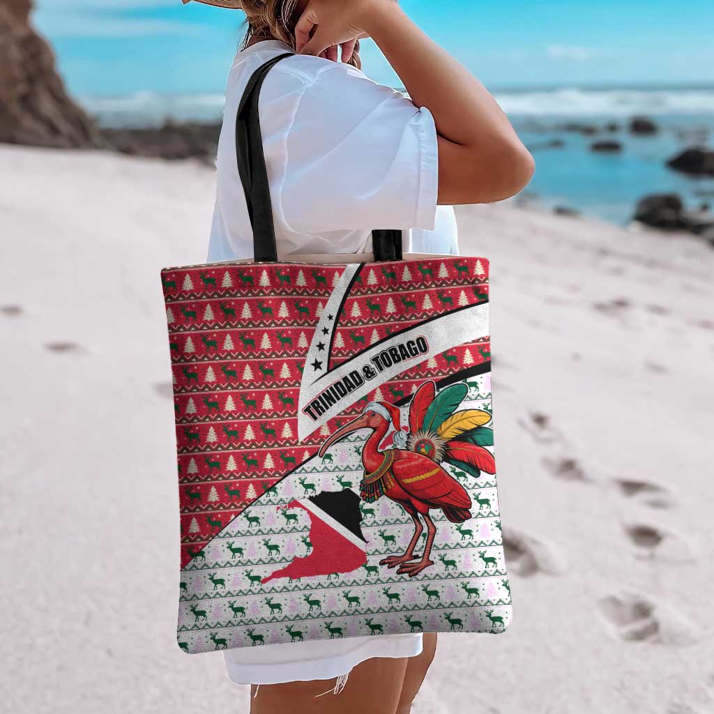 Trinidad and Tobago Christmas Tote Bag Christmas Bird Santa and Reindeer Design - Wonder Print Shop