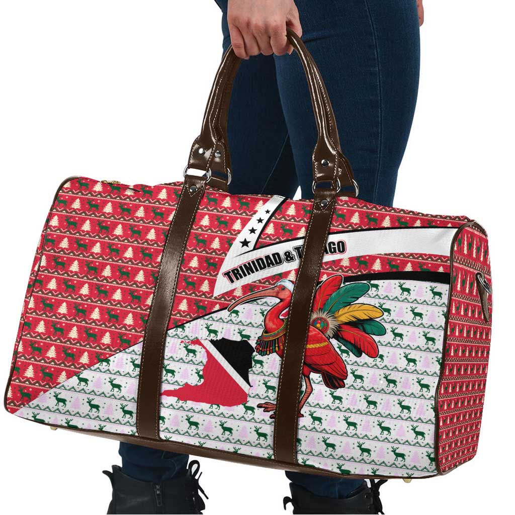 Trinidad and Tobago Christmas Travel Bag Christmas Bird Santa and Reindeer Design - Wonder Print Shop