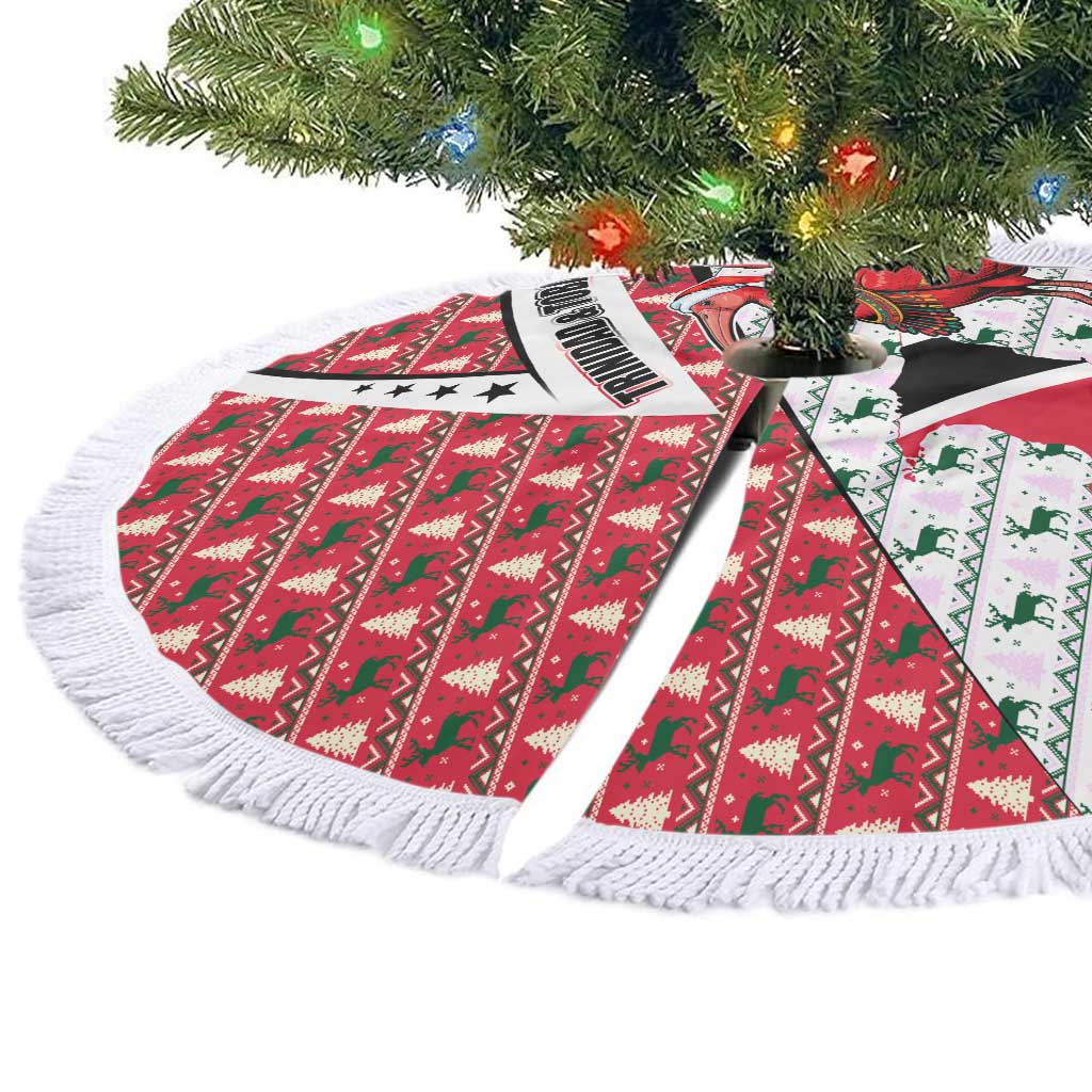 Trinidad and Tobago Christmas Tree Skirt Christmas Bird Santa and Reindeer Design - Wonder Print Shop